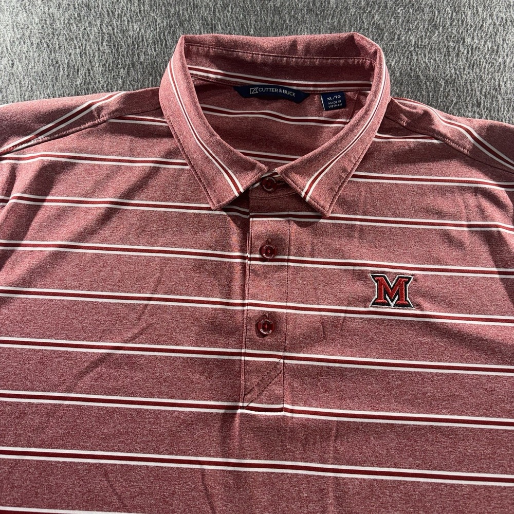 Cutter Buck Golf Polo Maryland Terrapins Shirt Mens XL Red Striped NCAA